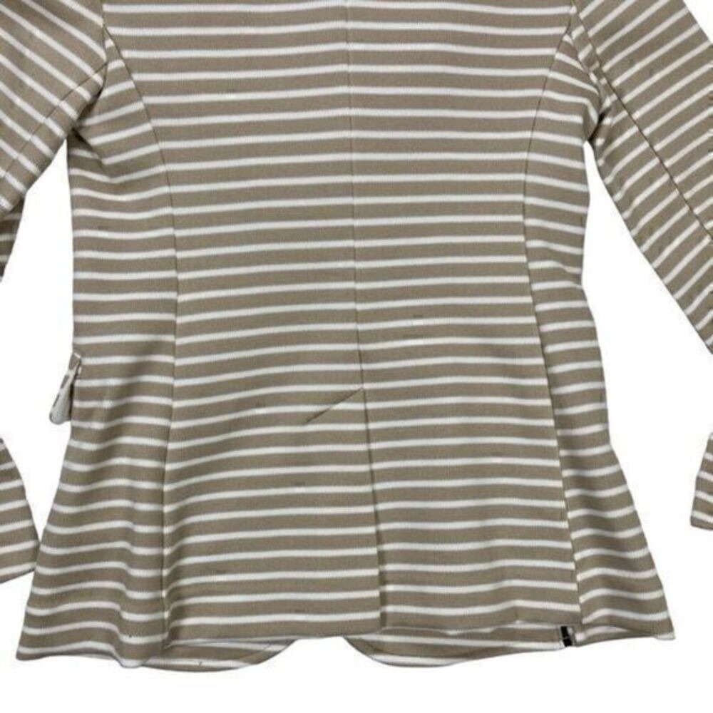 Banana Republic Striped Double Breasted Knit Blazer Women XXS Tan White Chic NWT - Picture 9 of 16